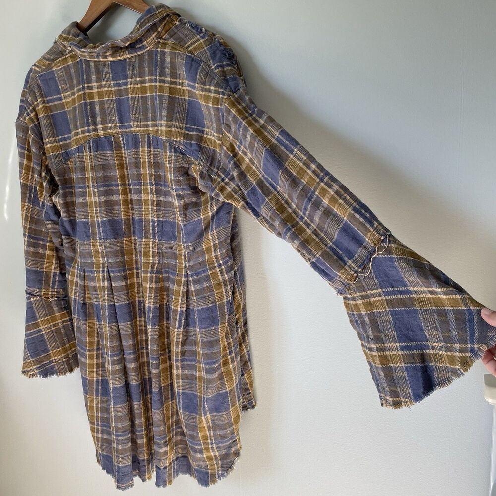 We The Free Plaid Plaid Flannel Mary Ann Button Down Tunic Dress Women's Medium - Picture 4 of 13